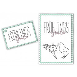 Stickdatei - Postkarte ITH Ostern "Frühlingsgrüße" Küken